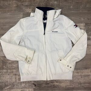TOMMY HILFILGER YACHT REGATTA JACKET WHITE NAVY WITH TUCK AWAY HOOD